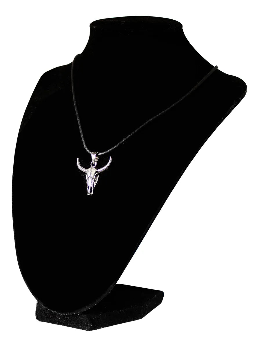 Dije Cráneo Cabeza Toro Plata 925 Hombre Cordón Piel Joyería