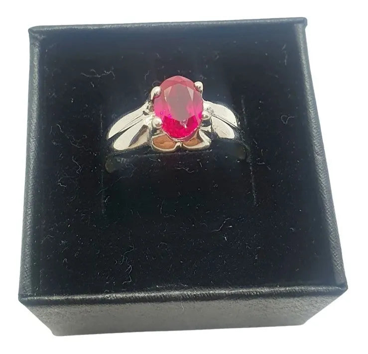 Anillo Rubí Plata 925 Tique Promesa Nice Matrimonio Dama
