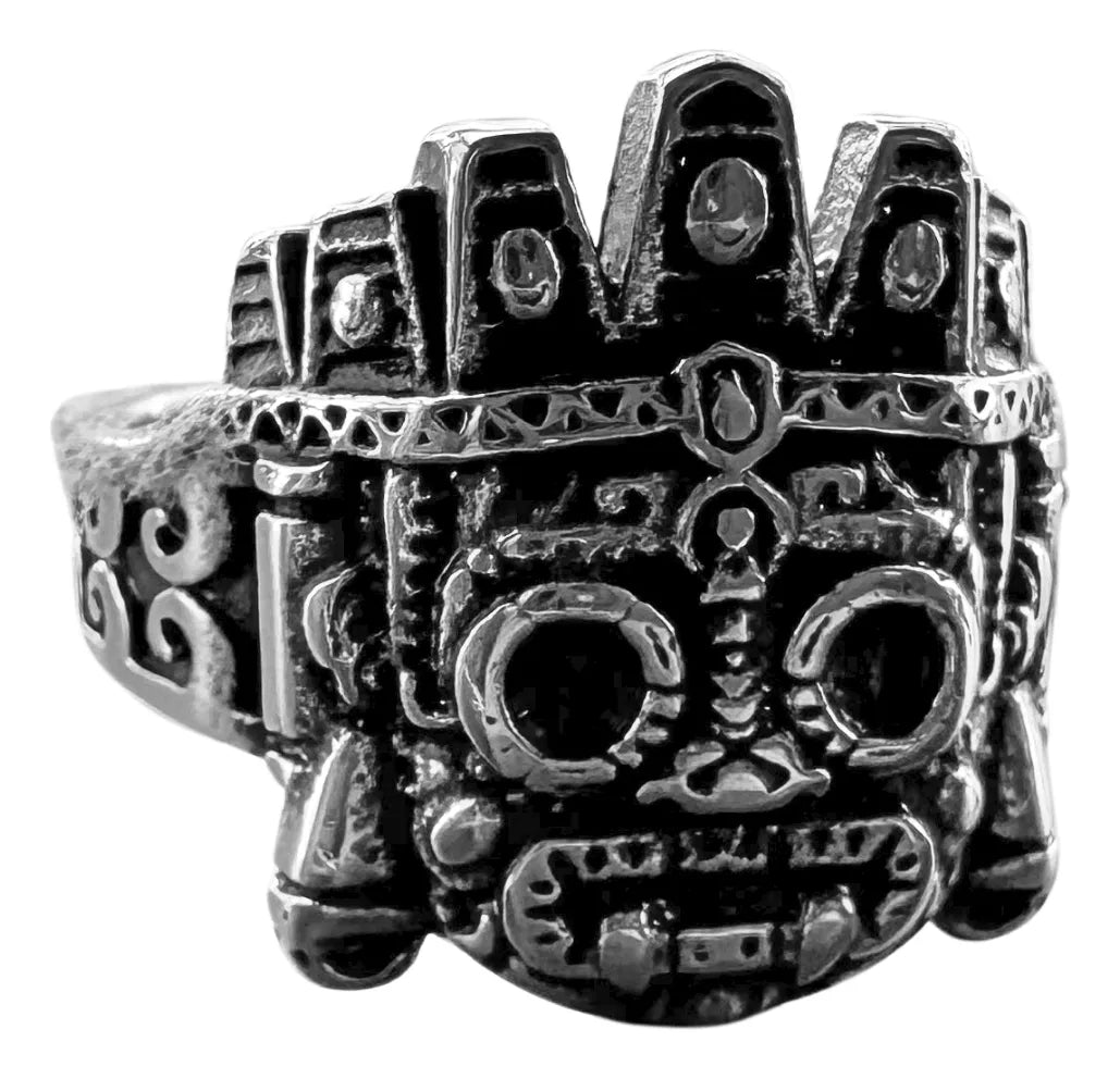 Anillo Tláloc Azteca Acero Inoxidable 316l Hombre Joyería
