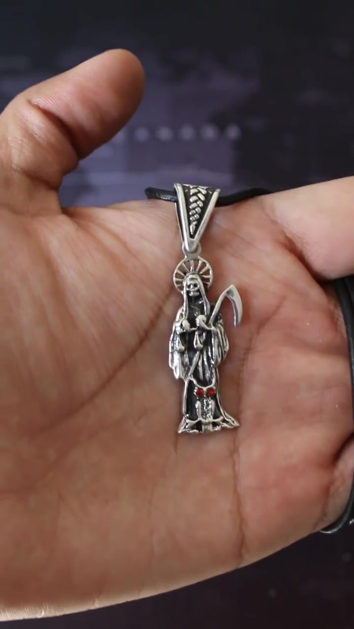 Collar Santa Muerte Plata 925 Dije Hombre Mujer Joyería Nice Plateado