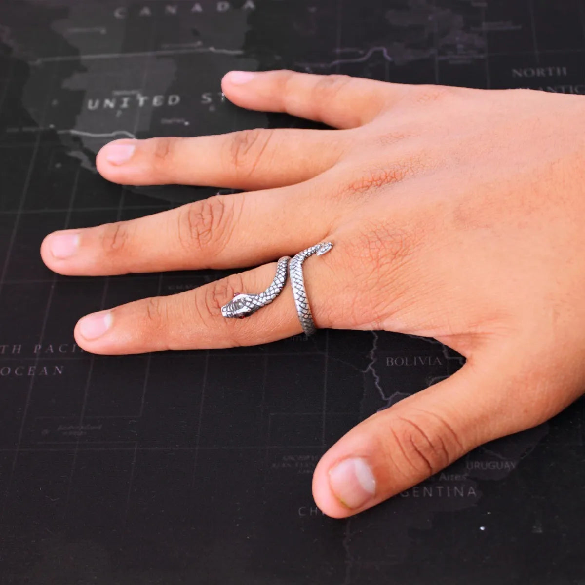 Anillo Serpiente Plata 925 Ojos Rojos Víbora Unisex Unitalla | Joyería Gamma