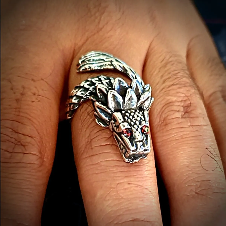 Anillo Quetzalcóatl Hombre Plata 925 Maciza Ajustable | Joyería Gamma