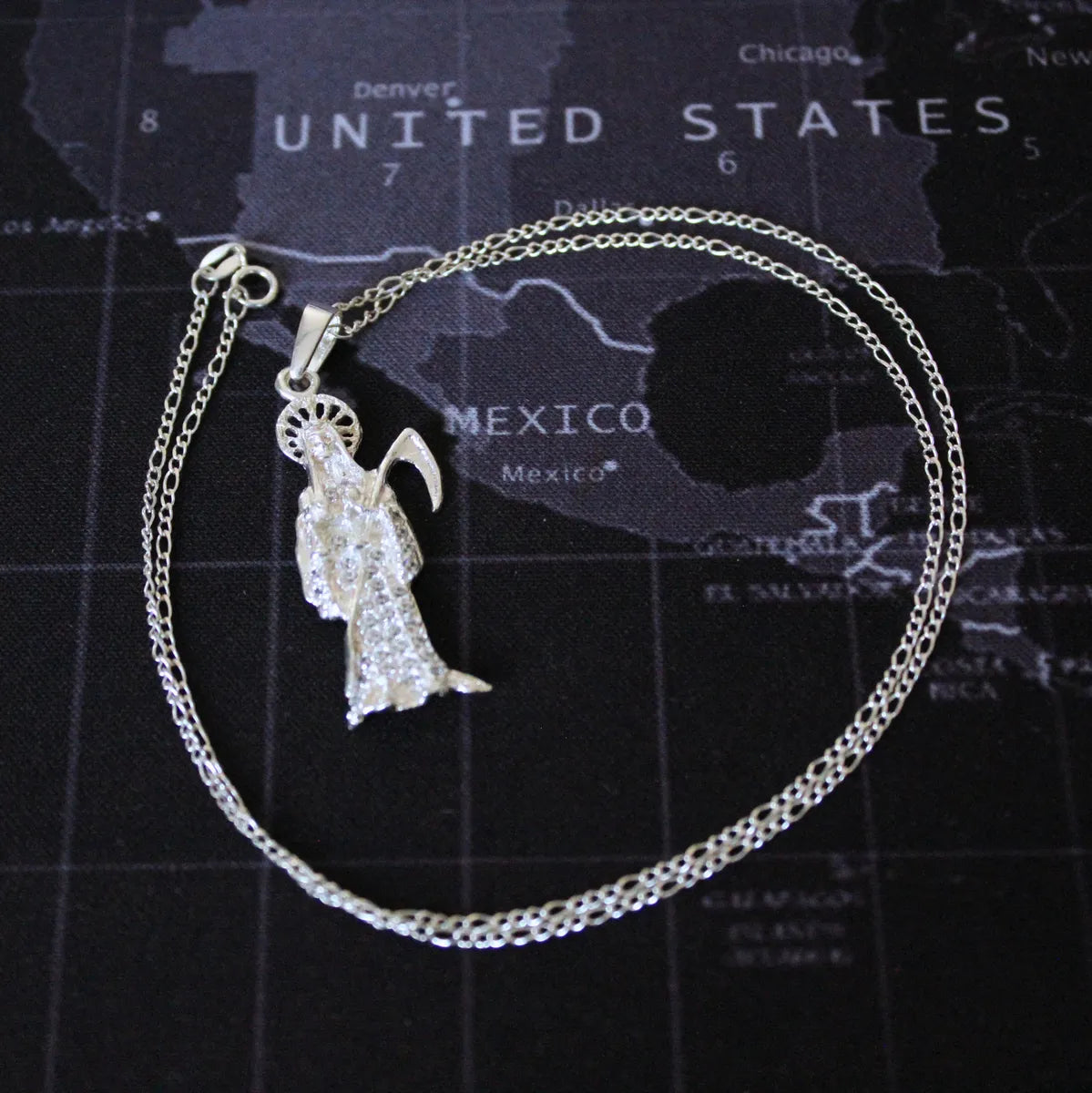 Dije Santa Muerte Plata925 Hombre Mujer Zirconia Regalo Nice Plateado