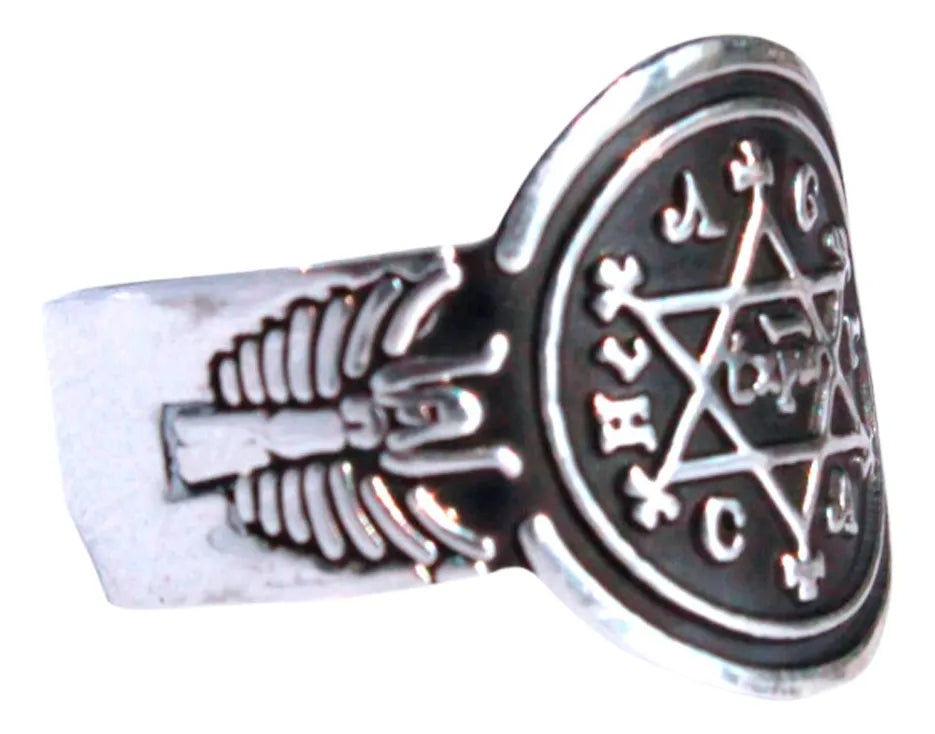 Anillo Sabiduría Rey Salomón Estrella De David Plata 925