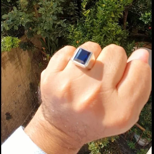 Anillo Alejandro Zafiro 12x14mm Plata 925 Diseño Exclusivo