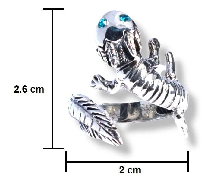 Anillo Ajolote Mexicano Plata 925 Zirconia Ajustable Axolotl