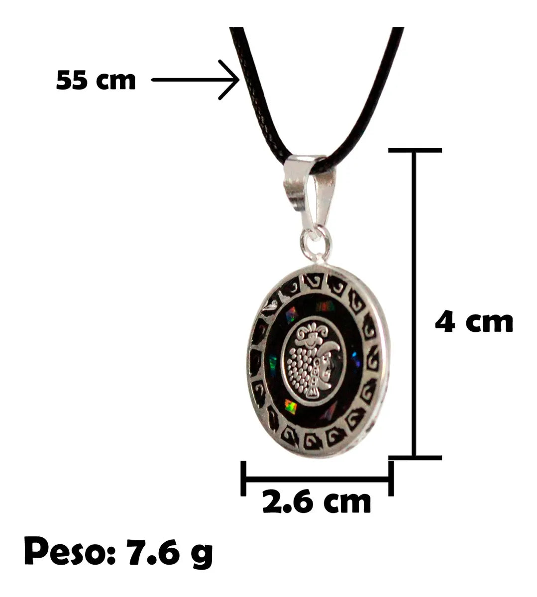 Dije Calendario Azteca Ópalo Guerrero Jaguar Plateado Plateado