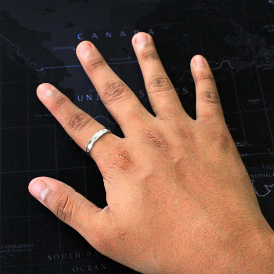 Anillo Martillado 4mm Plata 925 Argolla Matrimonio Boda