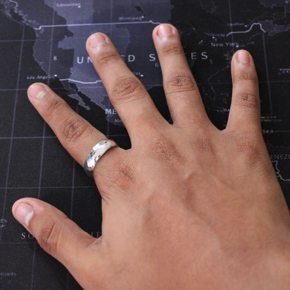 Anillo Martillado Matrimonio Plata 925 Argolla Boda Unisex | Joyería Gamma