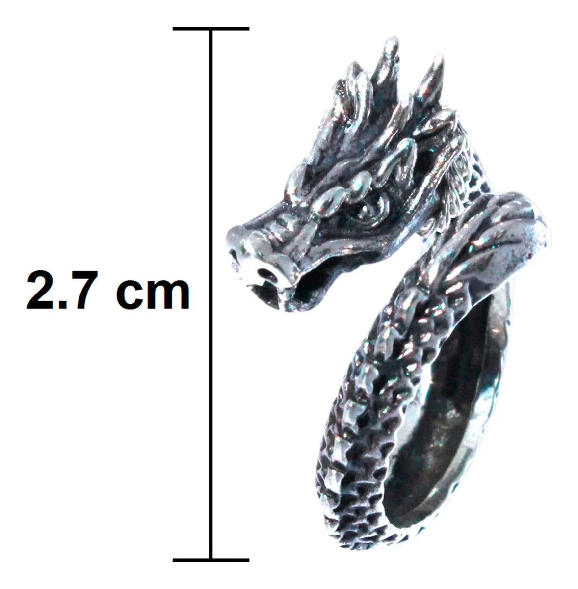 Anillo Hombre Plata 925 Dragón Ajustable Joyería Fina Nueva Plateado