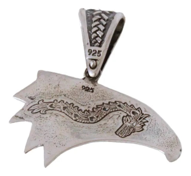 Collar Plata 925 Dije Águila Calendario Azteca Quetzalcóatl