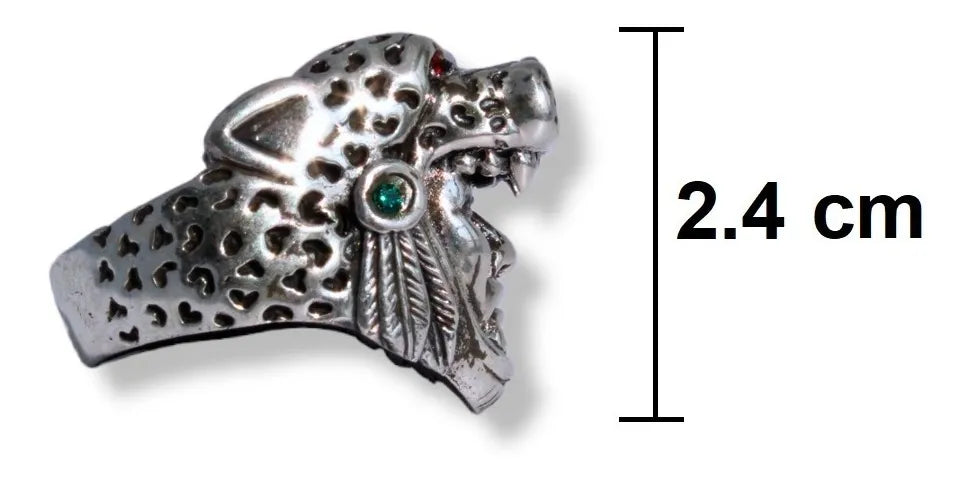 Anillo Guerrero Jaguar Azteca Plata 925 Hombre Taxco Mexico