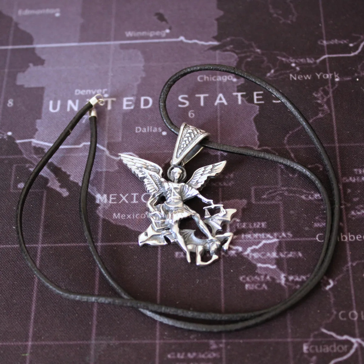 Collar Dije Ángel Guardián Plata 925 Protección Unisex Nice Plateado