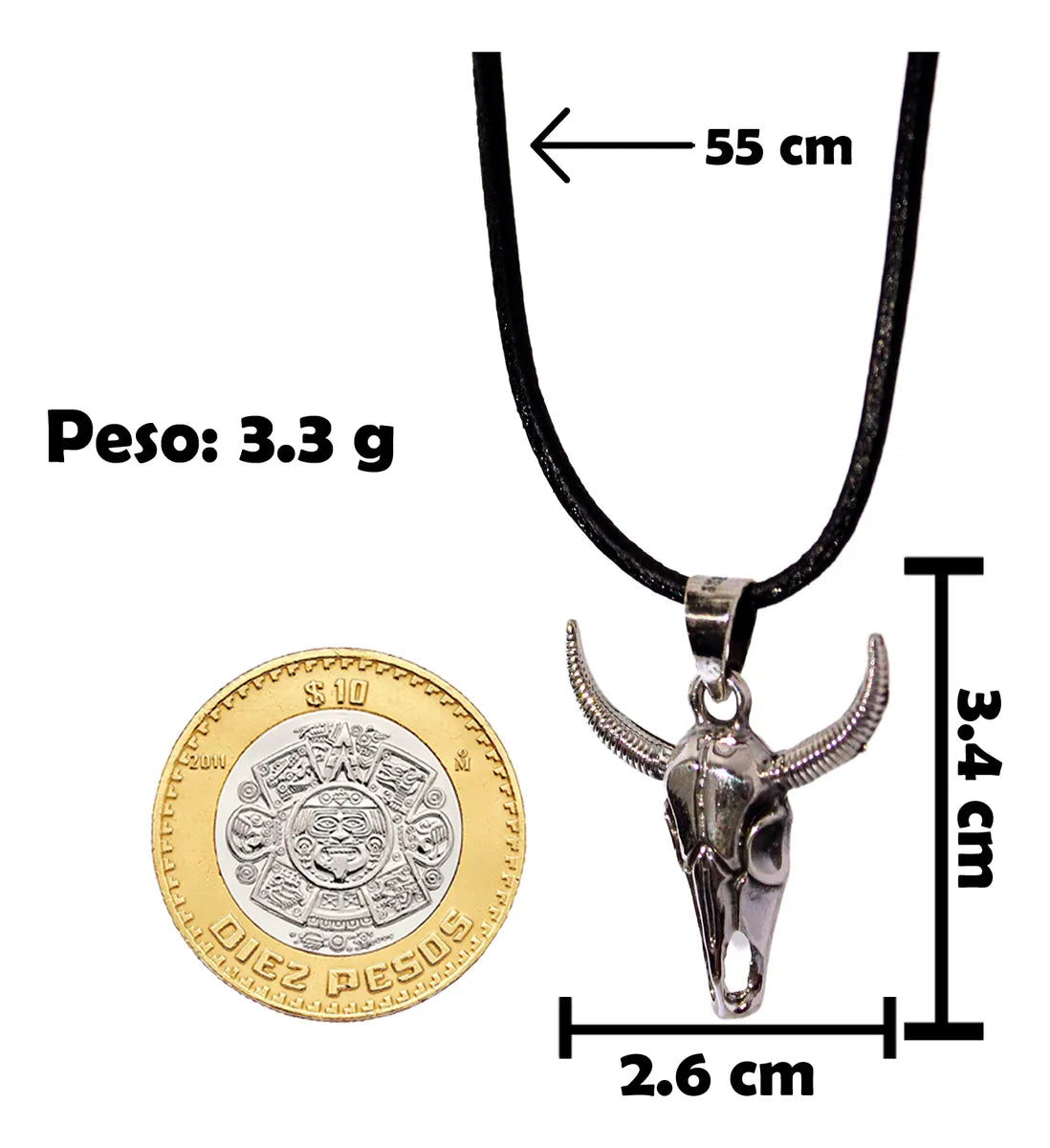 Dije Cráneo Cabeza Toro Plata 925 Hombre Cordón Piel Joyería