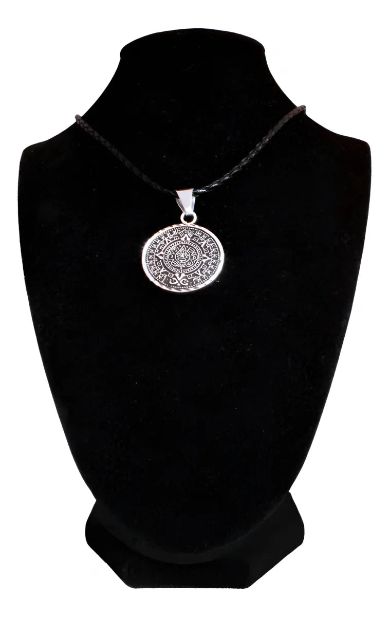 Dije Calendario Azteca Maya Collar Hombre Plateado Joyería Plata