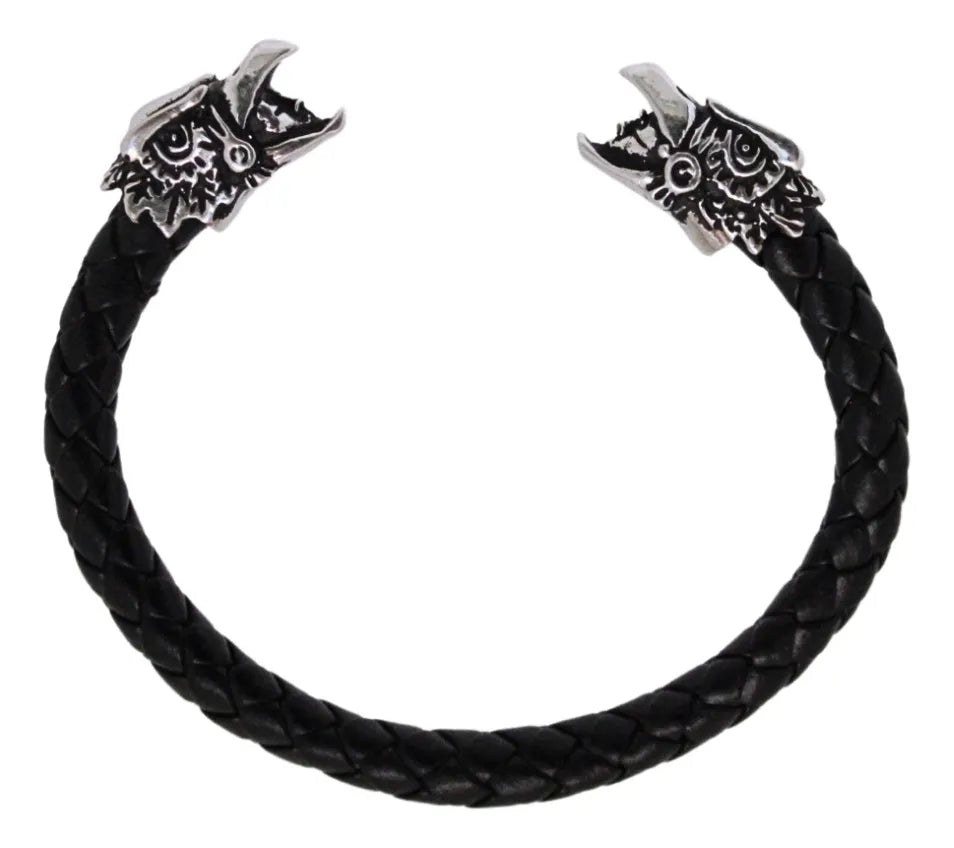 Pulsera Guerrero Águila Plata925 Hombre Mujer Piel Ajustable