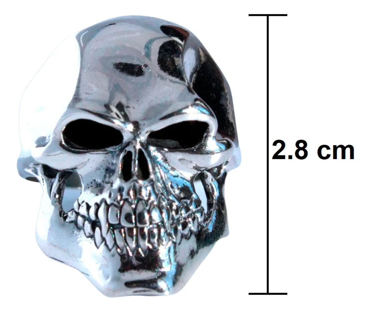 Anillo Para Hombre Cráneo Terrible Plata Maciza 925 Calavera