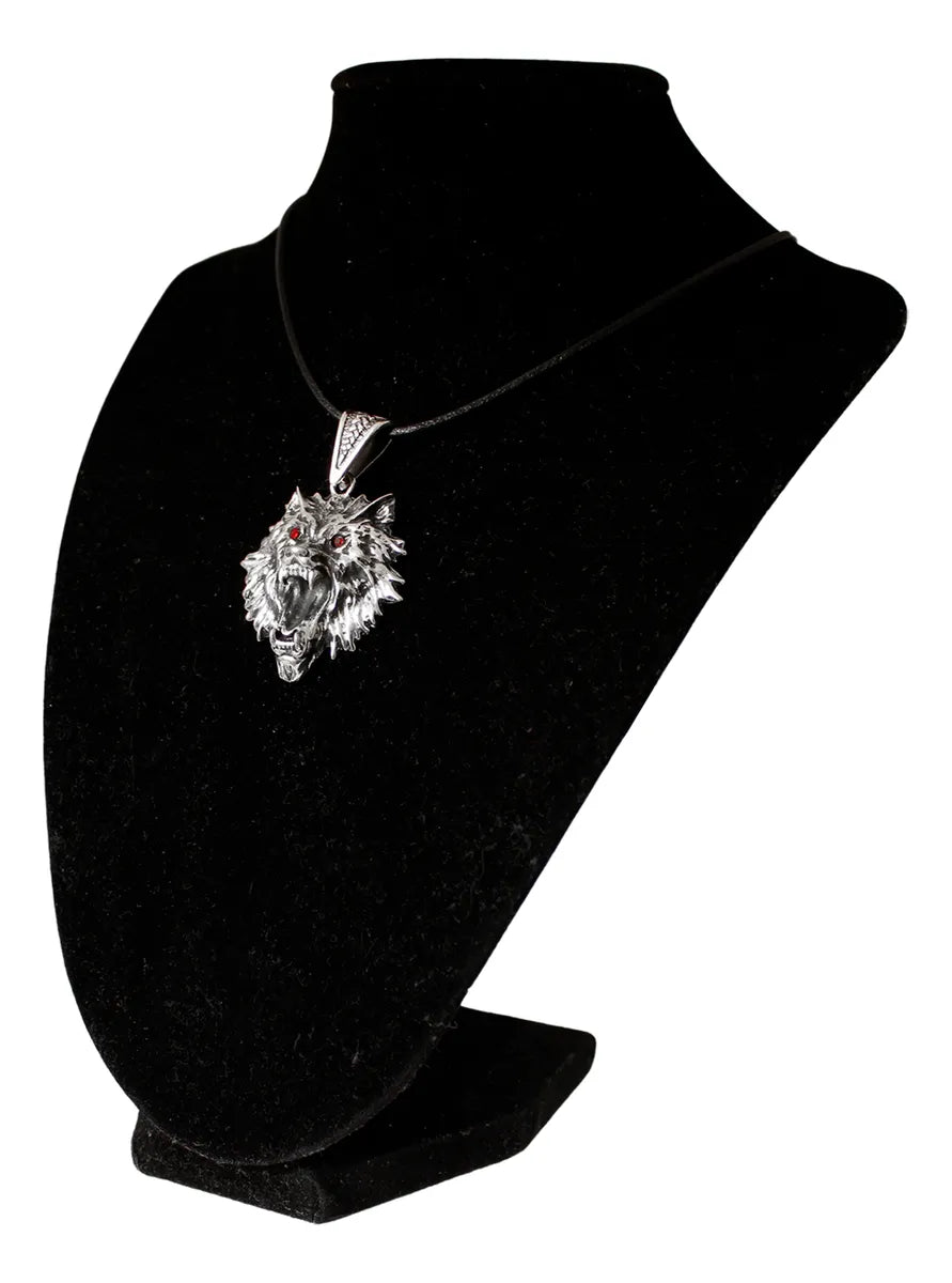 Dije Lobo Fenrir Plata 925 Hombre Collar Cordón Piel Taxco