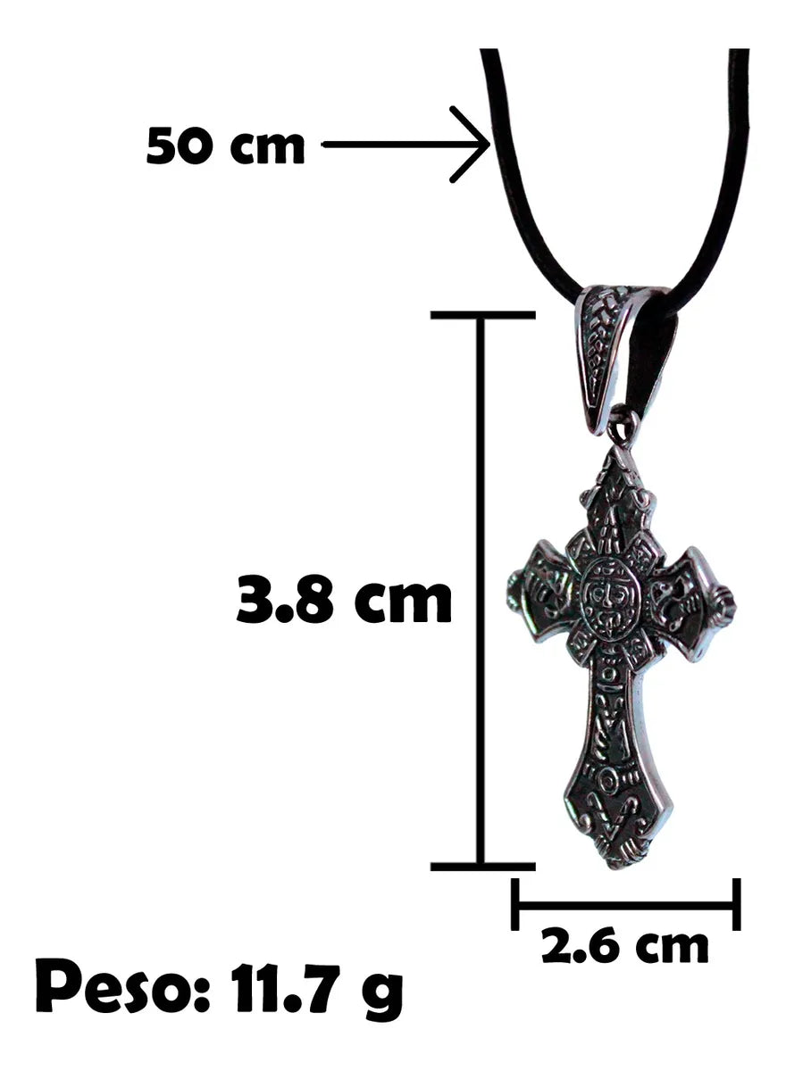 Collar Cruz Calendario Azteca Plata 925 Hombre Mujer Dije Plateado