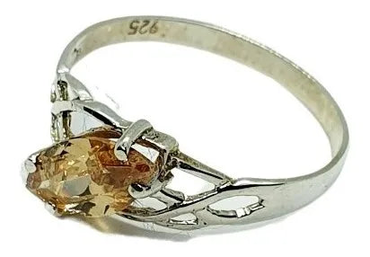 Anillo Compromiso Némesis Plata 925 Mujer Promesa Matrimonio Ocre