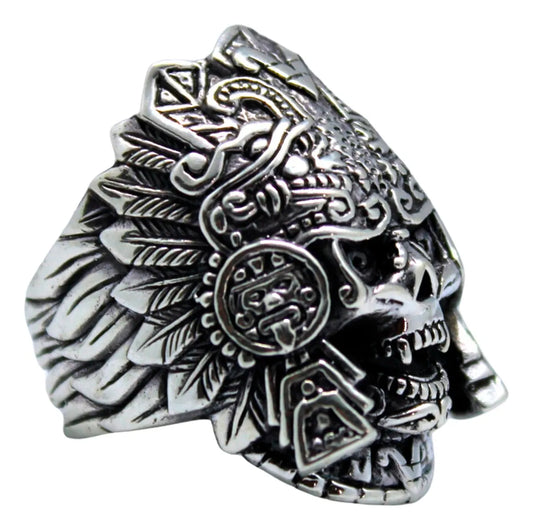 Anillo Hombre Plata 925 Mictlantecuhtli Dios Muerte Macizo