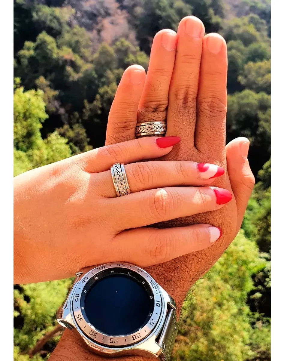 Anillos Pareja Argollas Boda Plata Promesa Amor Antiestres
