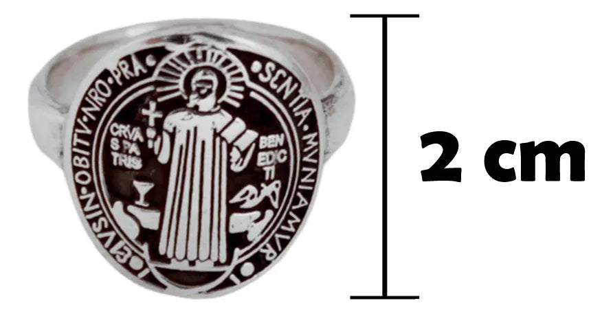 Anillo Para Hombre San Benito Pastor Caballero Plata 925
