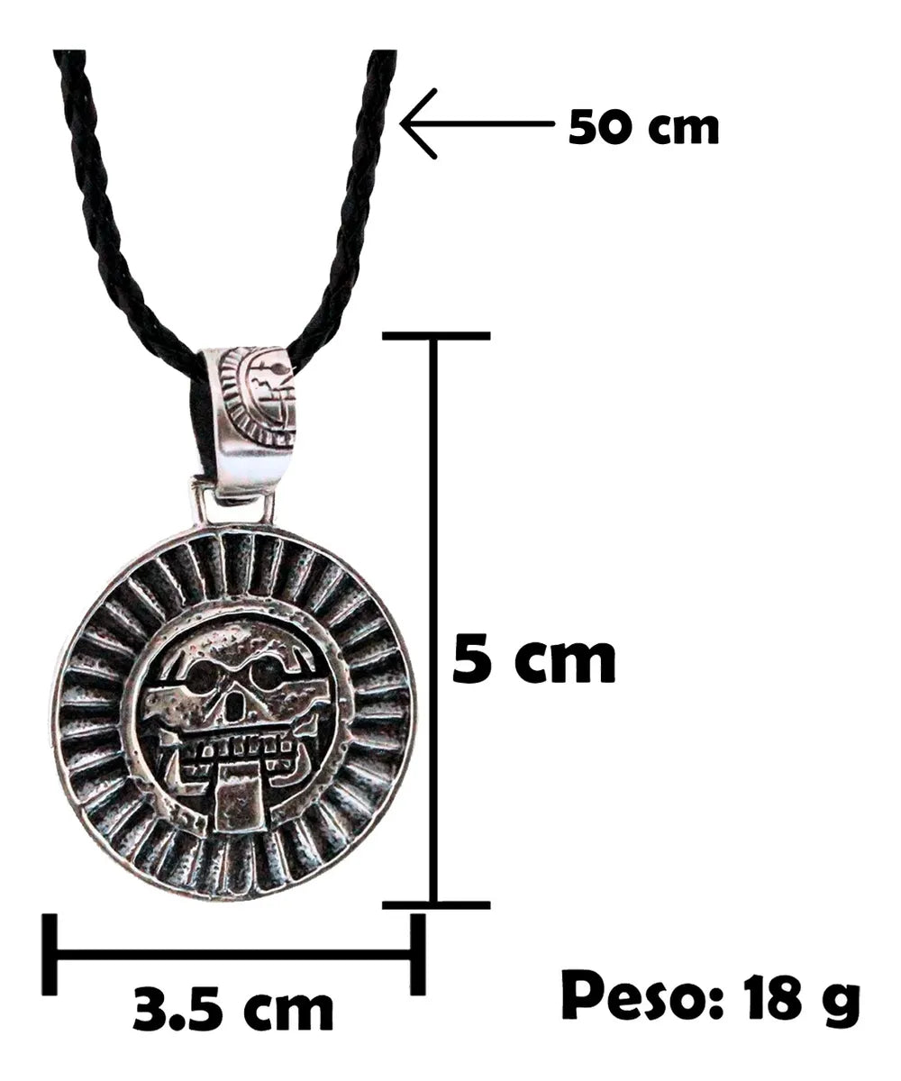 Collar Dije Dios Mictlantecuhtli Azteca Plata 925 Unisex Plateado