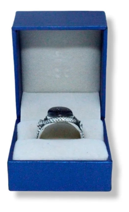 Anillo Medusa Plata 925 Hombre Mujer Joyería Piedra Azul