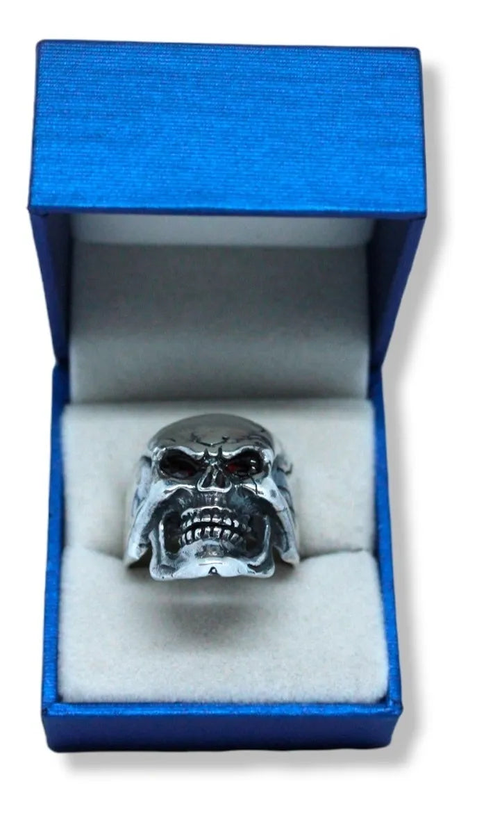 Anillo Hombre Calavera Plata 925 Cráneo Macizo Gótico Cráneo