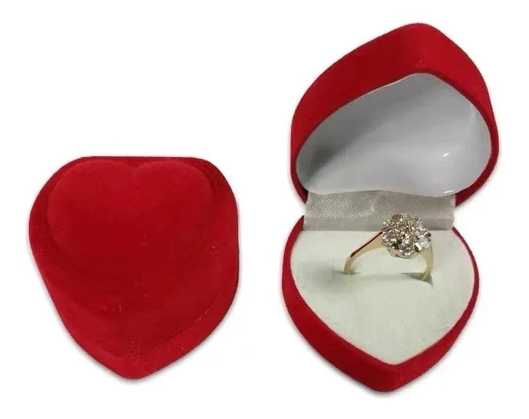 Caja Corazón Estuche Plegable Compromiso Promesa Terciopelo