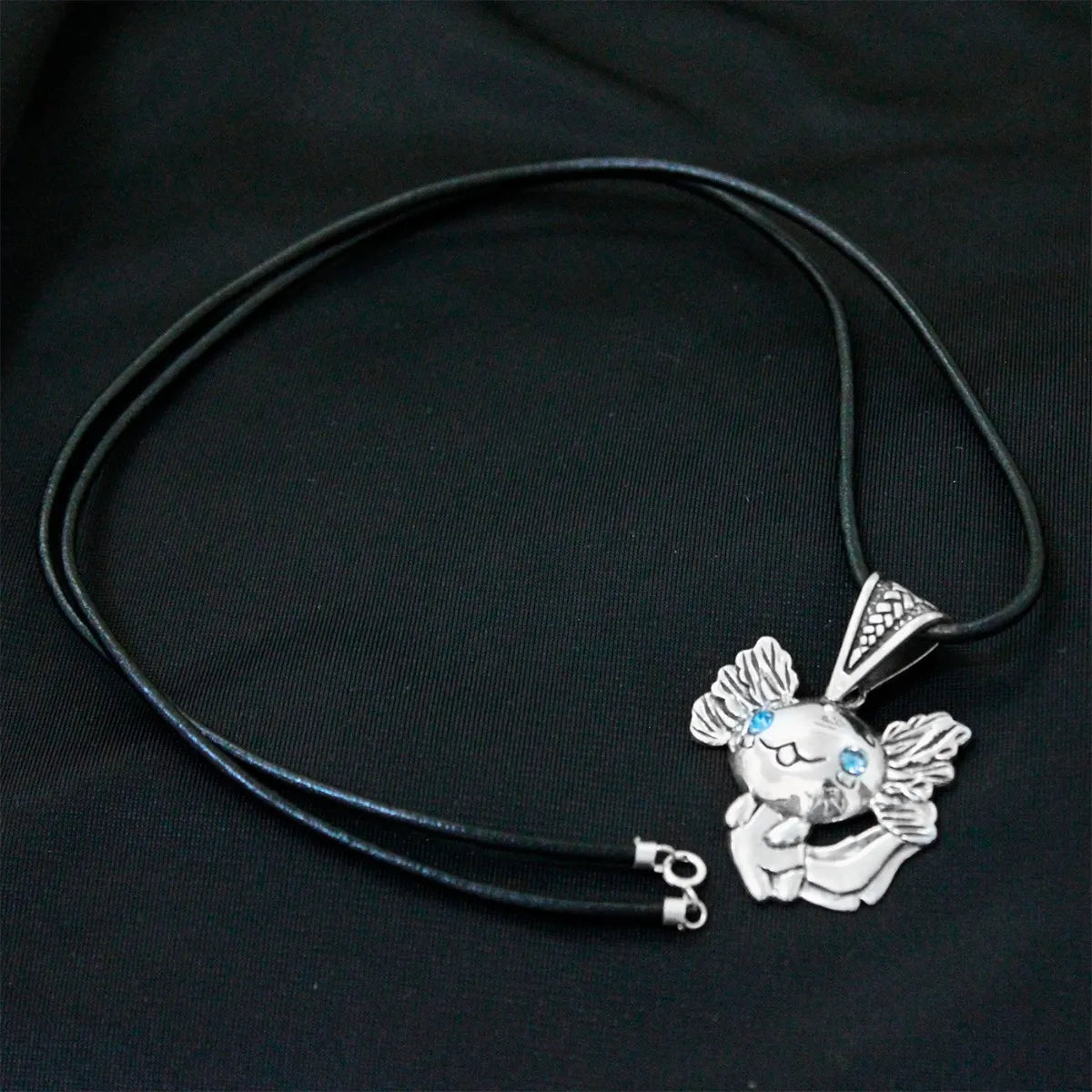 Dije Ajolote Mexicano Plata Fina 925 Cordón Piel Unisex