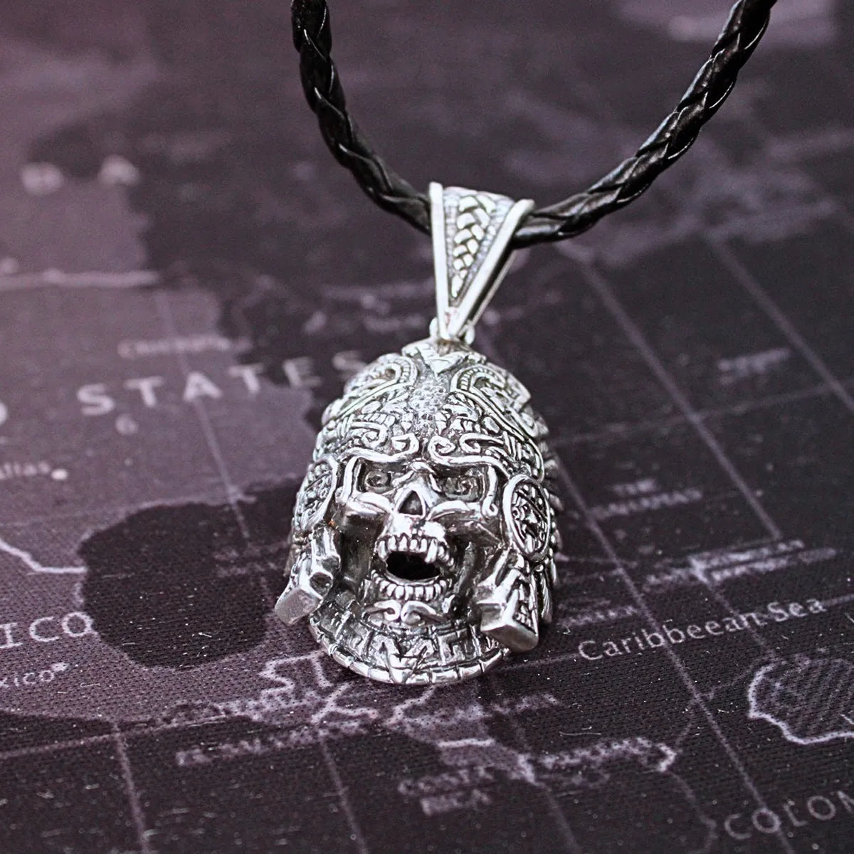 Dije Mictlantecuhtli Plata925 Dios Muerte Azteca Hombre Piel Plata