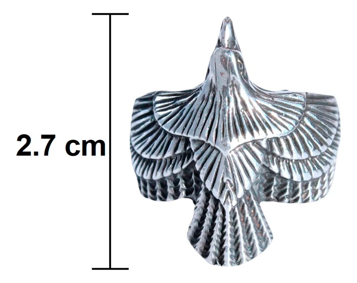 Anillo Hombre Águila Mexicana Plata 925 Ajustable Hecho Mano Plateado