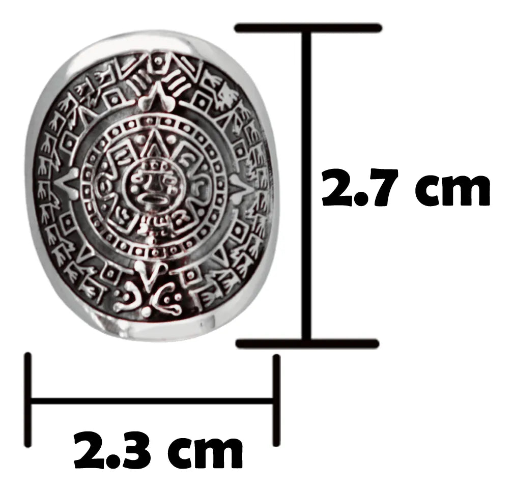 Anillo Mujer Plata 925 Calendario Azteca Piedra Del Sol Nice