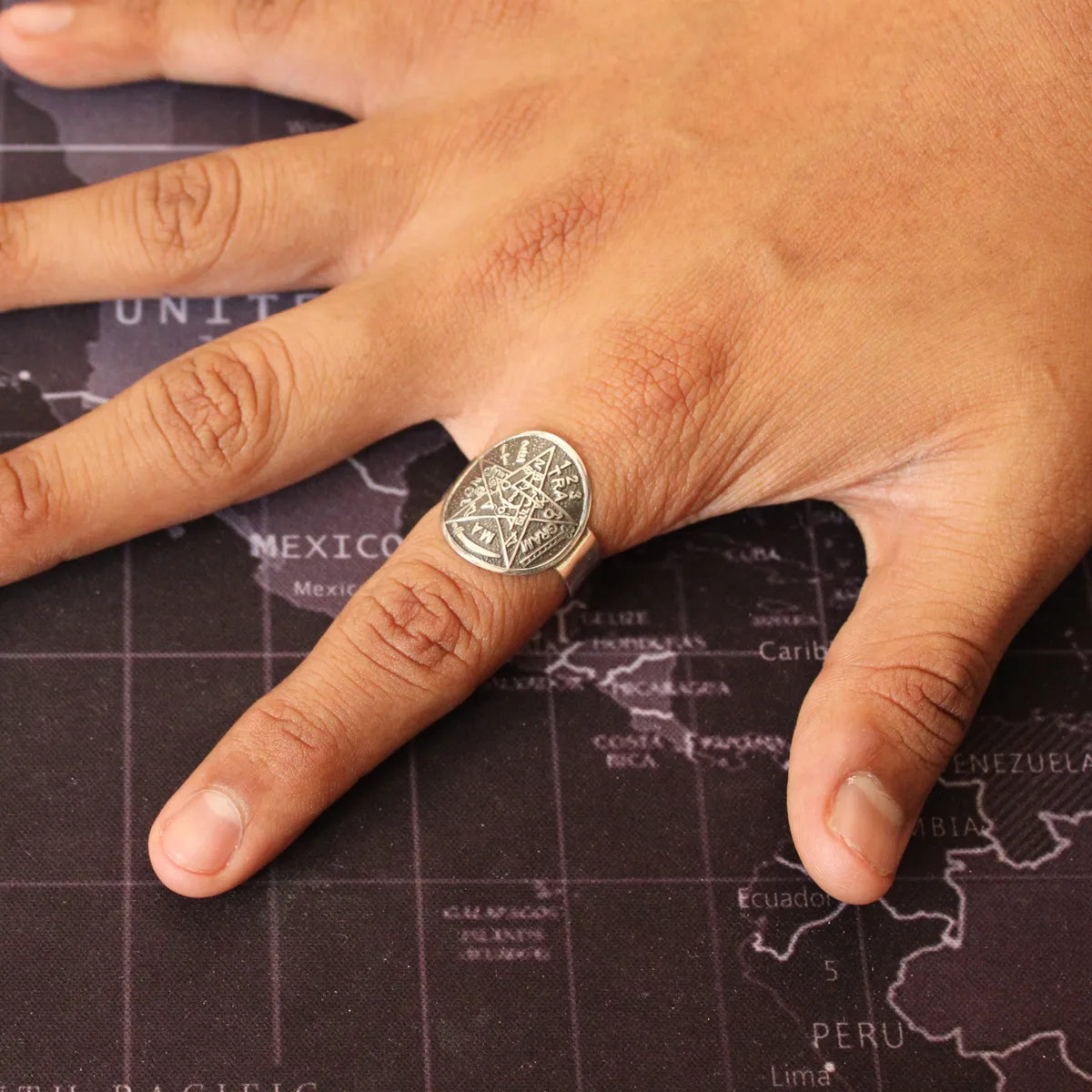 Anillo Tetragrámaton Plata 925 Protección Esotérica Amuleto