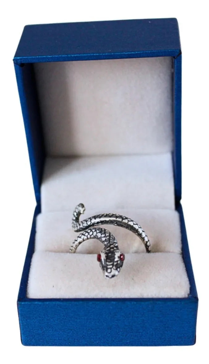 Anillo Serpiente Plata 925 Ojos Rojos Víbora Unisex Unitalla | Joyería Gamma