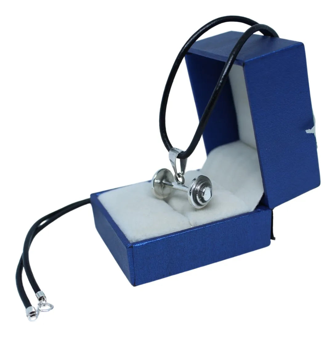 Kit Dije Mancuerna Plata 925 Cordón Piel Y Argollas De Plata