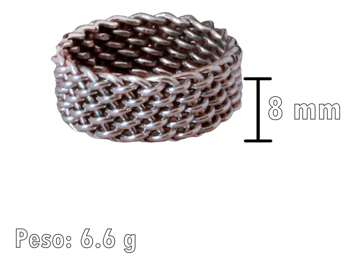 Anillo Promesa Encadenado 8mm Matrimonio Plata Joyería Gamma