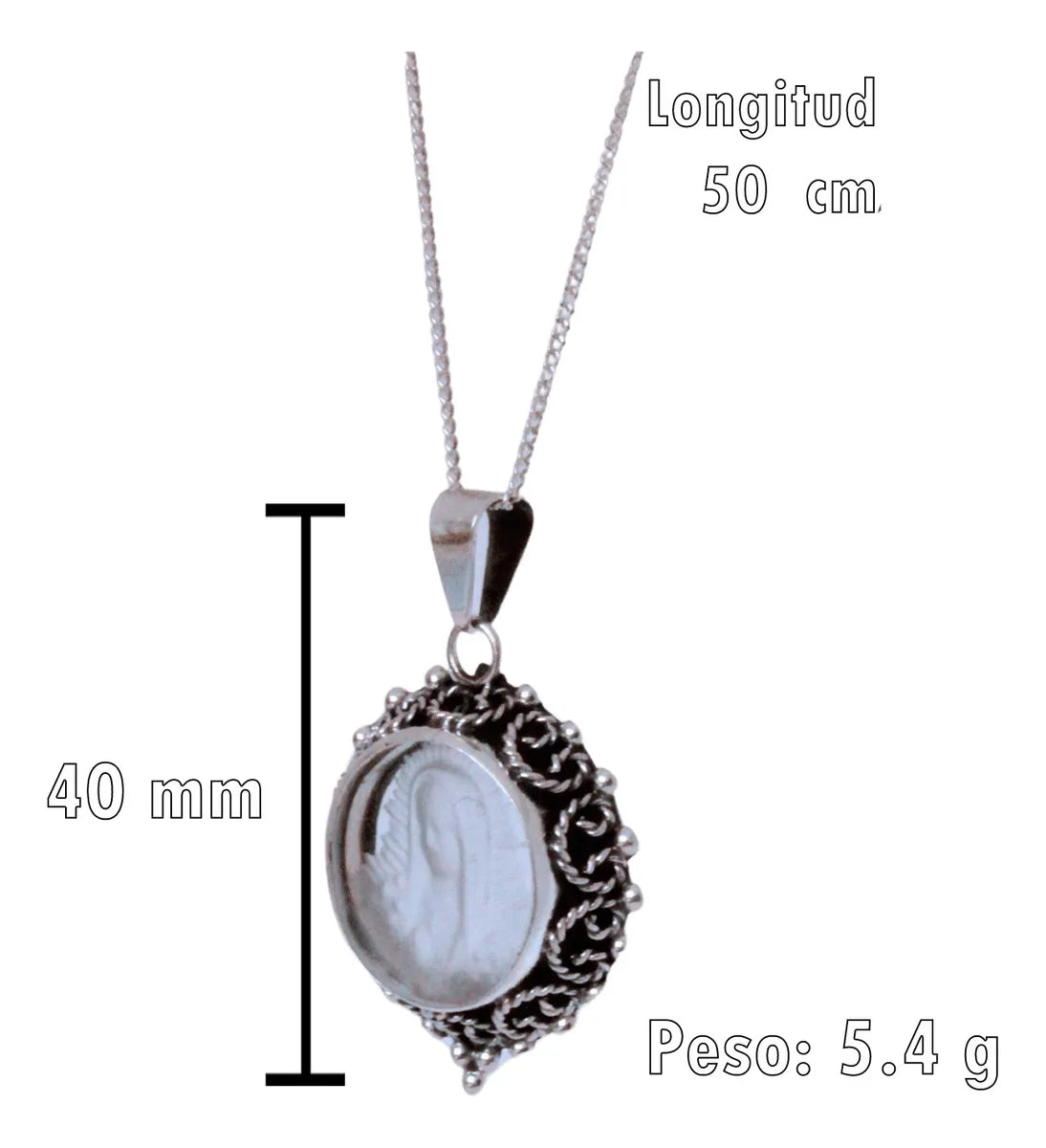 Dije Virgen Guadalupe Plata 925 Collar Hombre Mujer Joyería Plateado