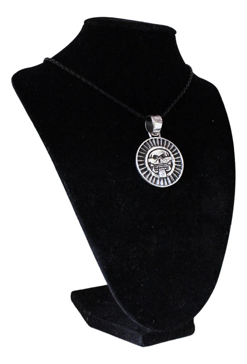Collar Dije Dios Mictlantecuhtli Azteca Plata 925 Unisex Plateado