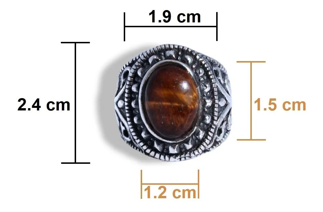 Anillo Turco Otomano Plata925 Hombre Ojo De Tigre Líder