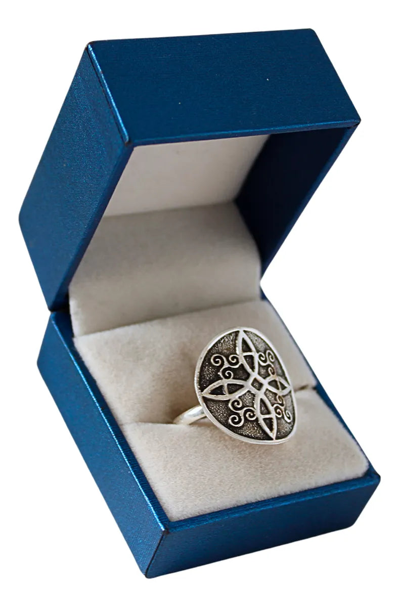 Anillo Nudo De Bruja Plata 925 Mujer Protección Amuleto Nice Plateado Ajustable