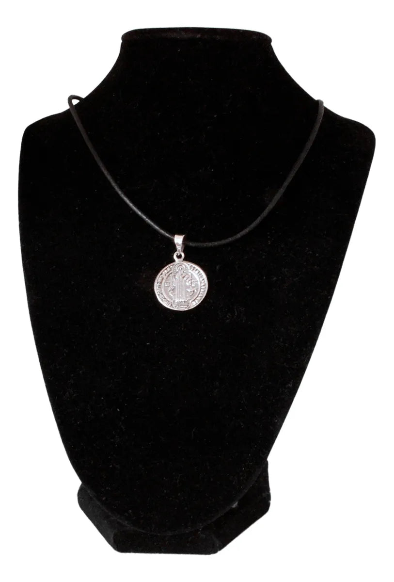 Medalla San Benito Plata 925 Dije Collar Protección Unisex Plateado