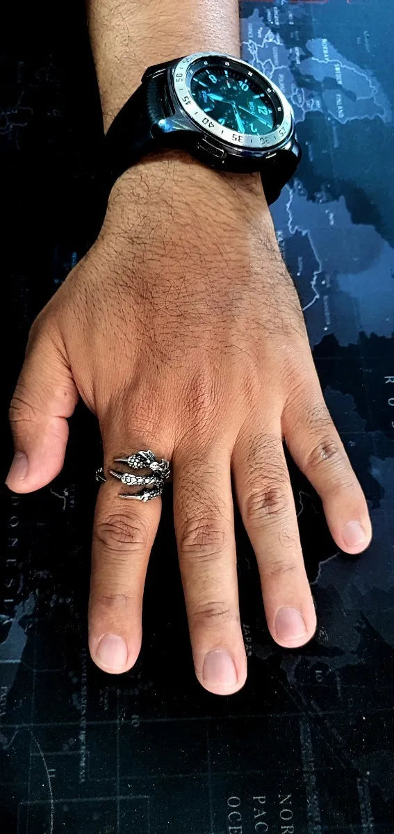 Anillo Plata 925 Hombre Garra Dinosaurio Ajustable Taxco