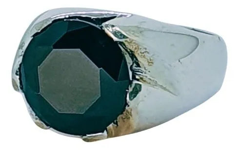 Anillo Hombre Plata 925 Zirconia Negra 12mm Joyería Fina