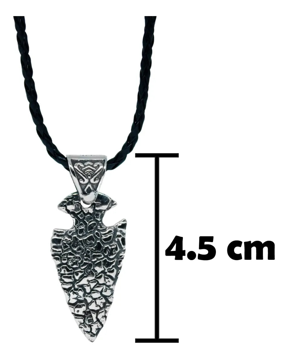 Dije Punta De Flecha Primitiva Plata 925 Cordón Piel Regalo