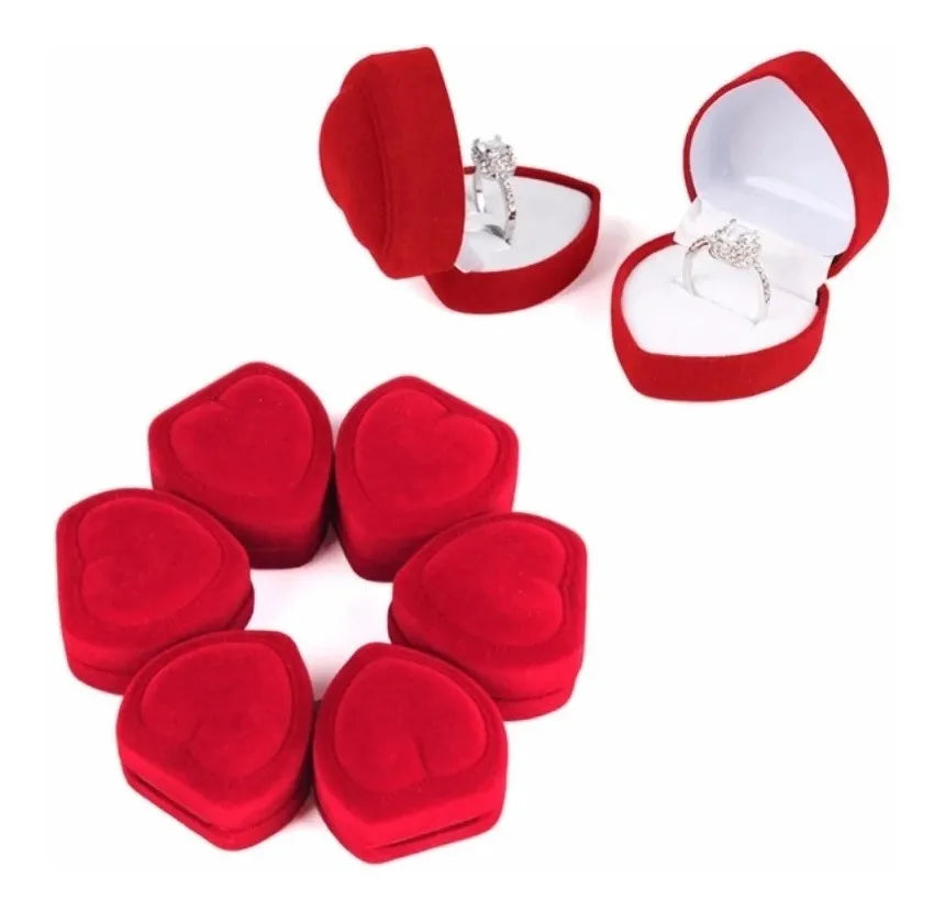 Caja Corazón Estuche Plegable Compromiso Promesa Terciopelo