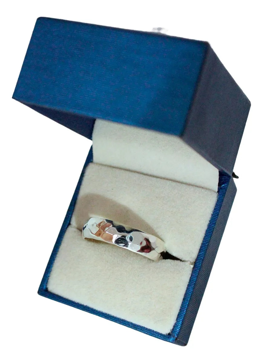 Anillo Martillado Matrimonio Plata 925 Argolla Boda Unisex | Joyería Gamma