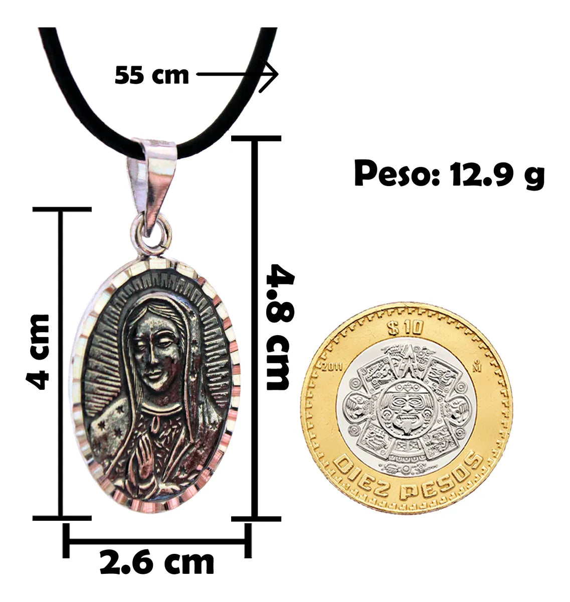 Dije Medallón Virgen Guadalupe Plata Fina 925